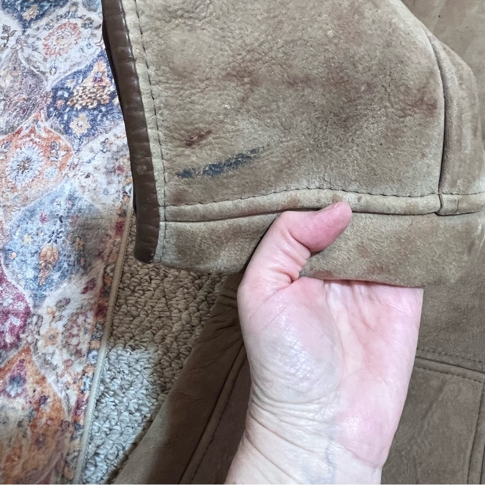VTG Knight Tailors New Zealand Shearling Sheepskin Coat Men’s 42 Brown Suede - Picture 12 of 16